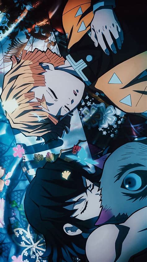 An Image Of Some Anime Characters On The Wall With Flowers And