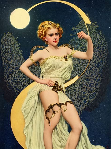 Krea Ai Kiernan Shipka As The Magic Goddess Of The Moon An