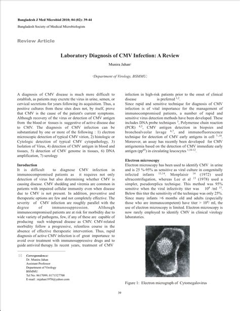 (PDF) Laboratory Diagnosis of CMV Infection: A Review