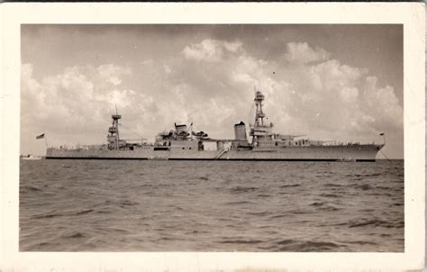 Rppc Uss Northampton Heavy Class Cruiser Wwii Ship Postcard D25