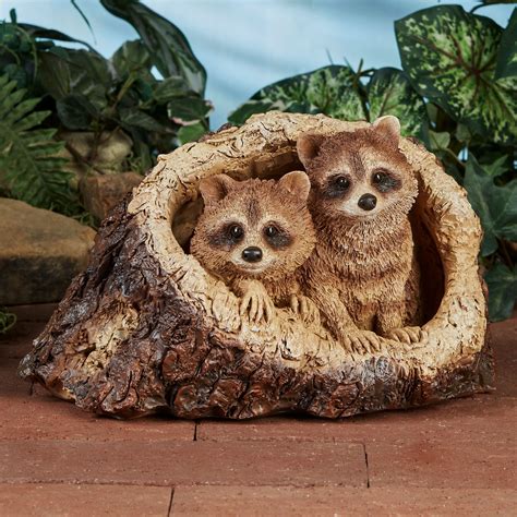 Raccoons Outdoor Garden Statue From Timber Tails By Roman