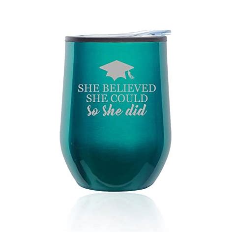 Stemless Wine Tumbler Coffee Travel Mug Glass With Lid She Believed She