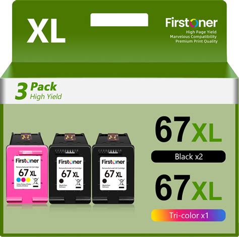 1 3PK 67XL XXL Black Color Ink Replace For HP Deskjet Plus 4155e 4122