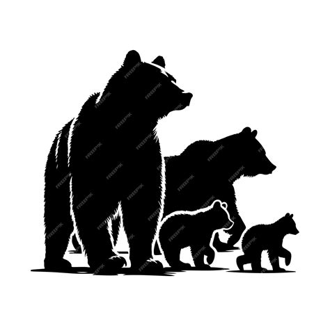 Premium Vector Bear Silhouettes On The White Background