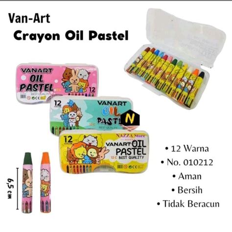 Jual Crayon Vanart Oil Pastel Isi 12 Warna Krayon Animasi ATK Shopee