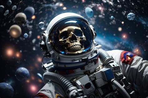 Premium AI Image | astronaut skeleton in space