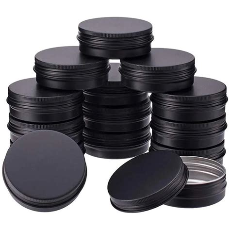 Pcs Cosmetic Jar Black Aluminium Tin Box Makeup Orgainzer Candle Jars