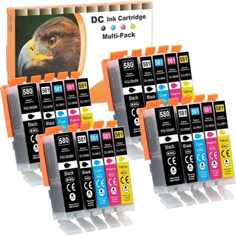 20x Cartouches D Encre Compatibles Pour Canon PGI 580 XXL CLI 581 XXL