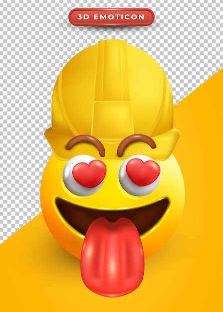 D Emoji Mit Verliebtem Ausdruck Und Auftragnehmerhut Premium Vektor