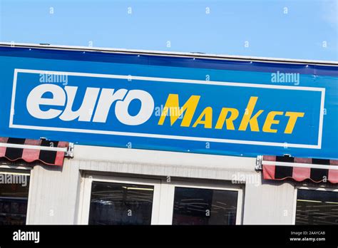Euro Market Euromarket logo emblem, Sopron, Hungary Stock Photo - Alamy
