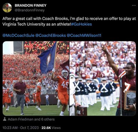 New Virginia Tech Football Offer Brandon Finney HokieHaven Virginia