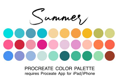 Summer Procreate Color Palette Graphic By Juliecampbelldesigns · Creative Fabrica