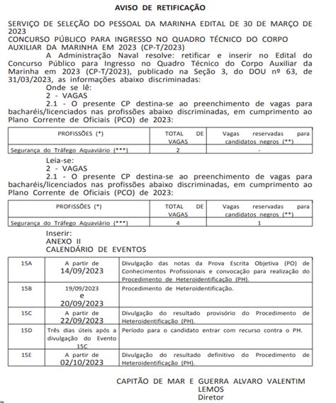 Edital Marinha Quadro T Cnico Provas Em Confira