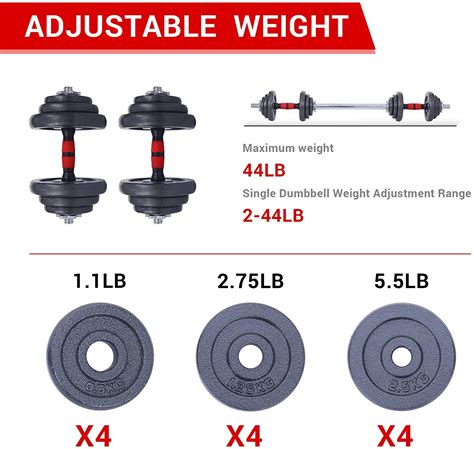 Best Adjustable Dumbbell Set 22334466105 Lbs Metal Barbell 2 In