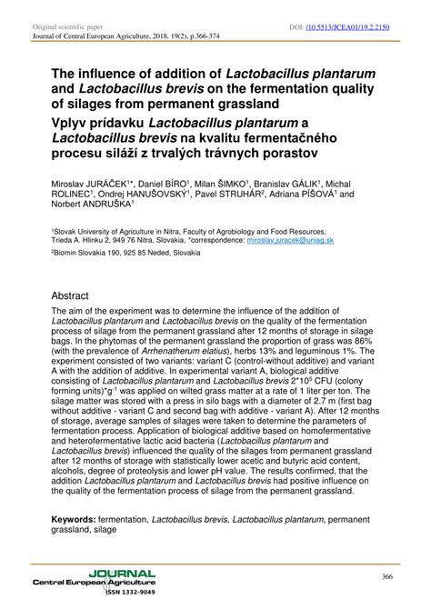 (PDF) The influence of addition of Lactobacillus plantarum and ...