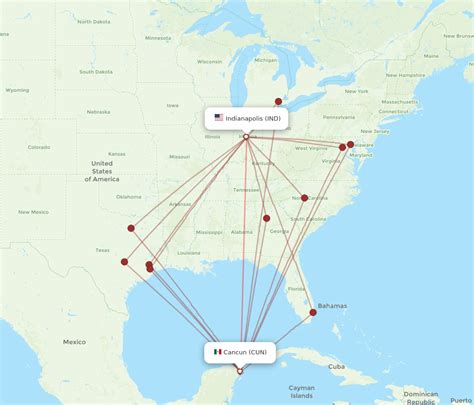 All Flight Routes From Indianapolis To Cancun Ind To Cun Flight Routes