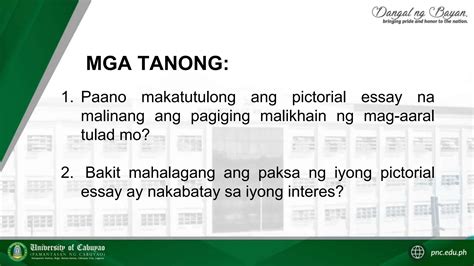 Pictorial Essay Filipino Sa Piling Larangan Ppt