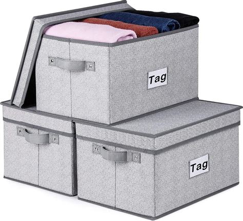 Kntiwiwo Fabric Storage Bins With Lids Large Rectangle Storage Baskets