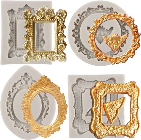 Amazon TEYOULIN Photo Frame Fondant Molds Vintage Frame Silicone