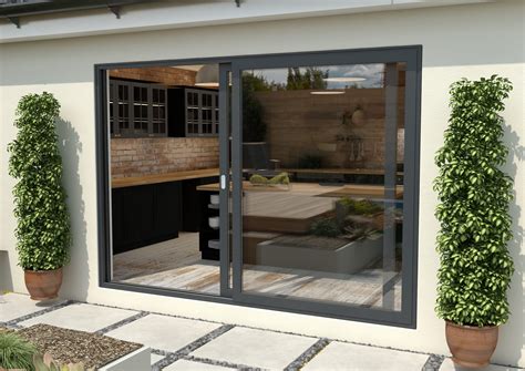 Part Q 3000mm Anthracite Grey Aluminium Sliding Doors Lh Sliding Rh