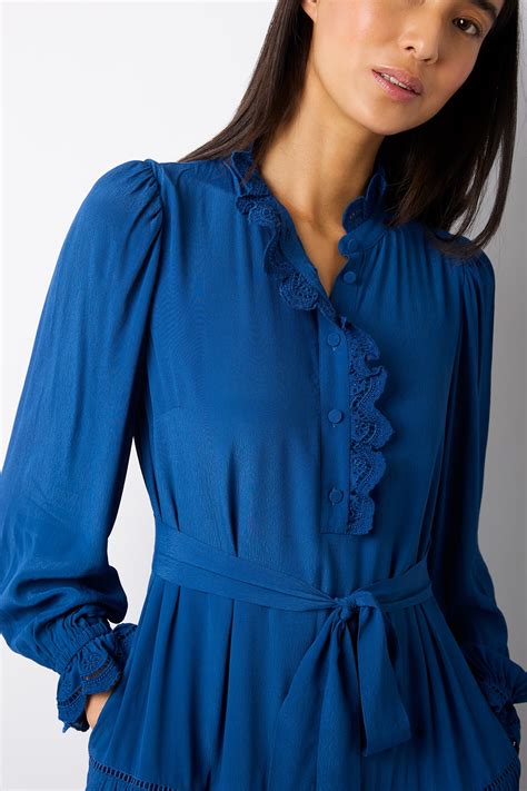 Bel Broderie Trim Dress French Blue — Wyse London