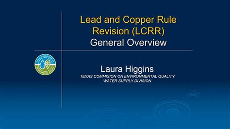 Lead And Copper Rule Lcrr Revision General Overview Youtube