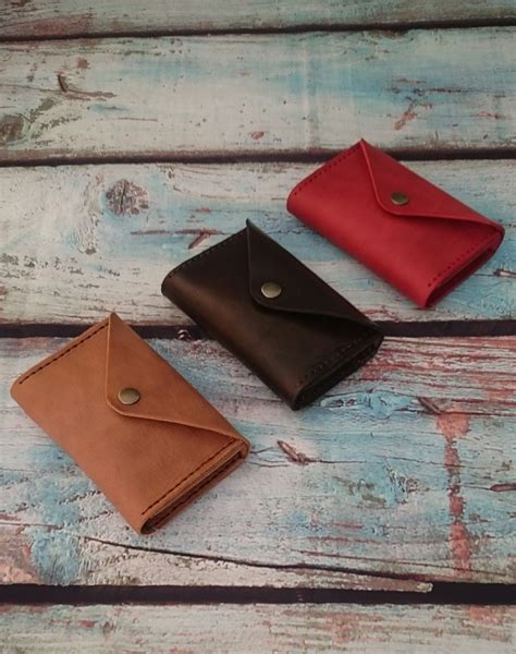 Personalized Minimalist Small Leather Wallet Women Handmade Etsy