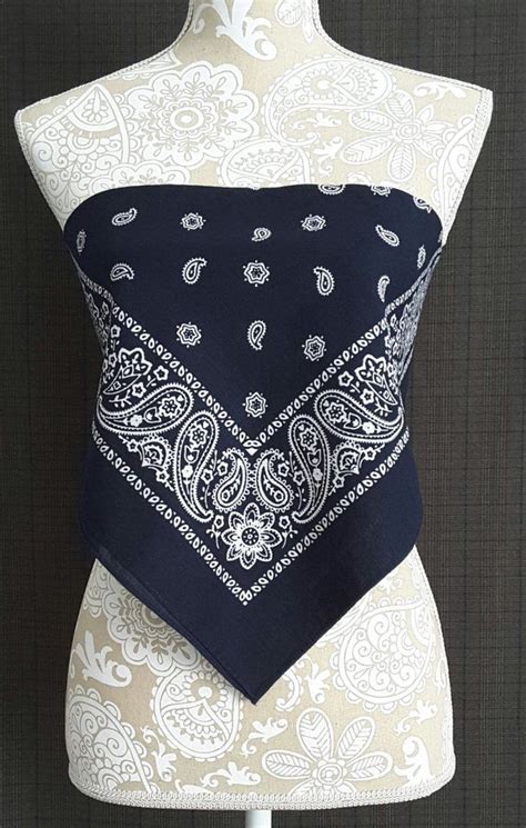 Bandana Crop Top Shirt Navy Blue Bandanas Roupas Roupa De Verão