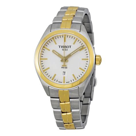 Tissot Pr100 Silver Dial Two Tone Ladies Watch T1012102203100 Pr 100 T Classic Tissot Watches