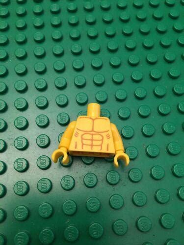 Lego Minifig Torso Bare Chest With Muscles Outline Yellow