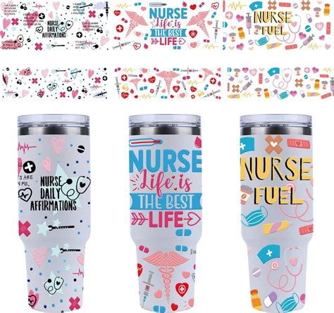 Amazon Rngmsi UV DTF Cup Wrap 3 Set Nurse UV DTF Cup Wrap For 40