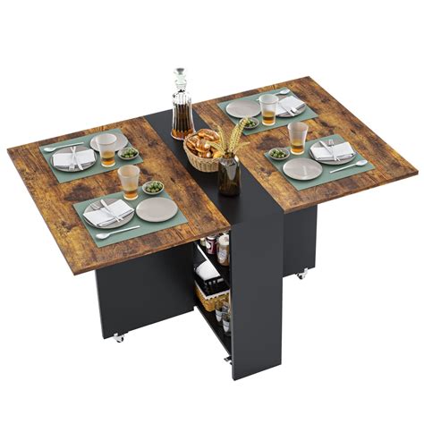 Buy Tiptiper Folding Dining Table With Wheels Drop Leaf Tables For