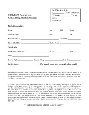 Fillable Online CHS Parking Rules And Application Fax Email Print