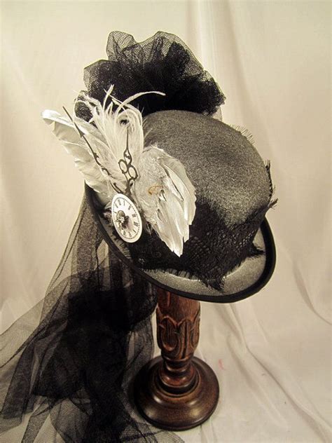 Steampunk Derby Hat With Silver Wings And Netting On Etsy 7900