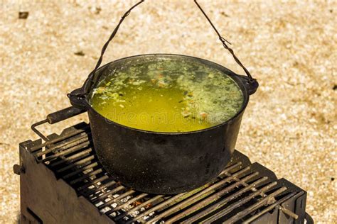 Soup in a cauldron stock image. Image of boil, goulash - 101322057