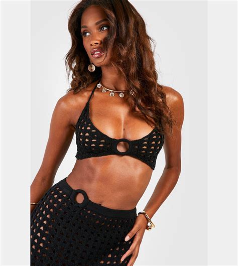 Buy Boohoo O Ring Crochet Bralette In Black 6thstreet Kuwait