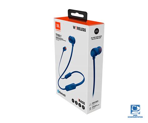 Купить Наушники-капельки с микрофоном (Беспроводные) JBL T110BT Blue в ...