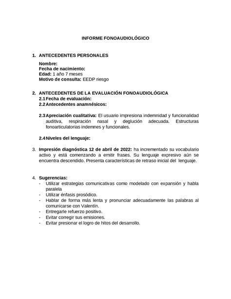 Informe Retraso Del Lenguaje Apuntes De Lengua Y Literatura Docsity