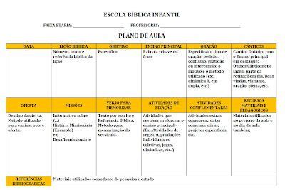 Taty Amaral Minist Rio Infantil Modelo De Plano De Aula Para Escola