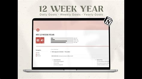 12 Week Year Notion Template Notion Goal Template Goal Tracker Notion