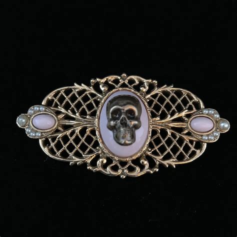 Skull On Gold Plated Victorian Style Broochgold Skull Gothic Brooch