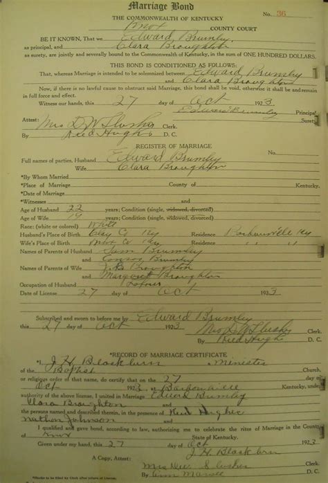 Marriage Record Donated By Cassy Sommers And Patricia Hobson