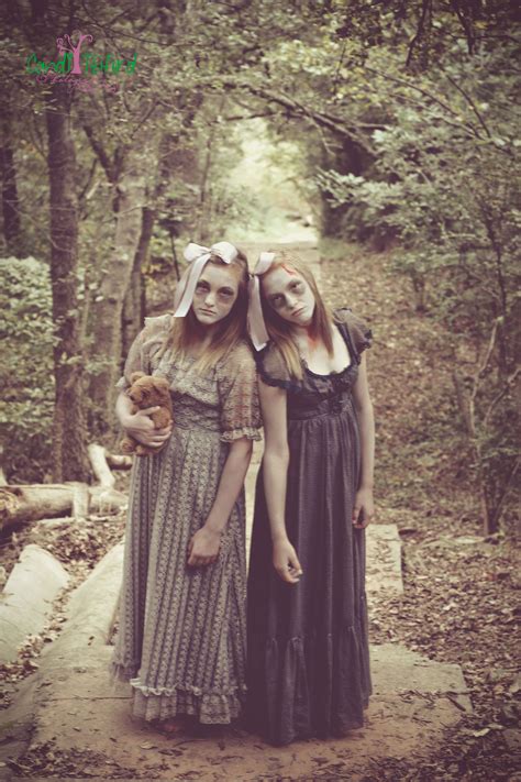 Halloween Creepy Ghost Twins Girls Costume Candi Telford Photography