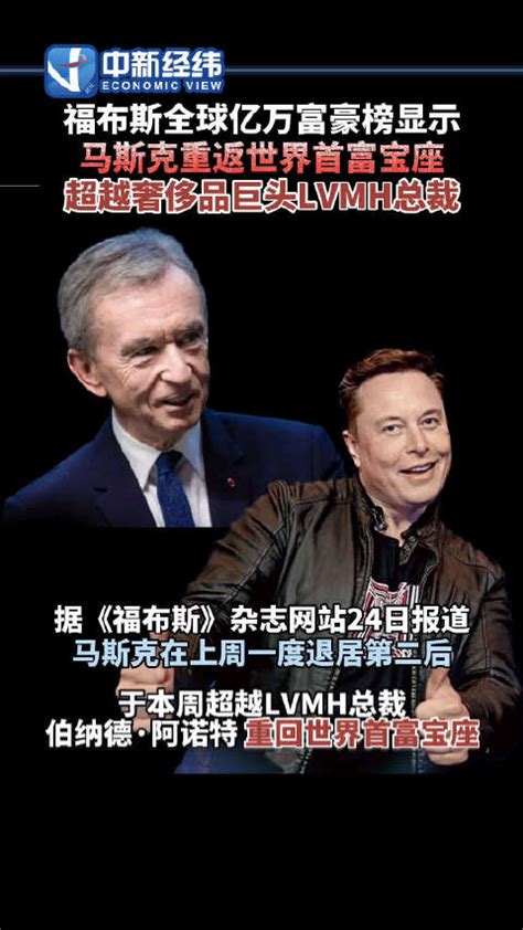 福布斯全球亿万富豪榜显示：马斯克超越lvmh总裁重回世界首富新浪新闻