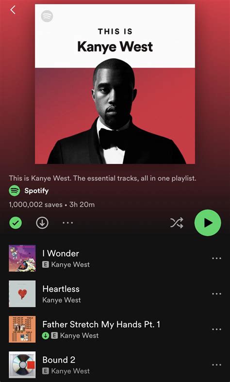 This Is Kanye West On Spotify Reaches A Million Likes Making Ye The