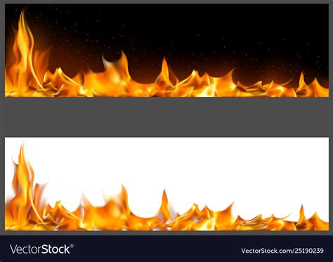 Realistic Fire Flames On Banners Royalty Free Vector Image