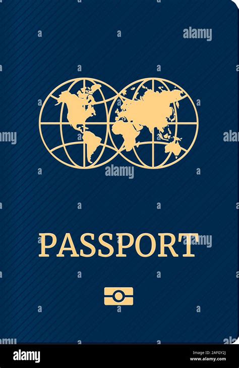 Pasaporte Con Mapa Del Mundo Mundo En Cubierta Azul Documento De