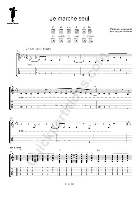 Je Marche Seul Guitar Tab From Galagomusic