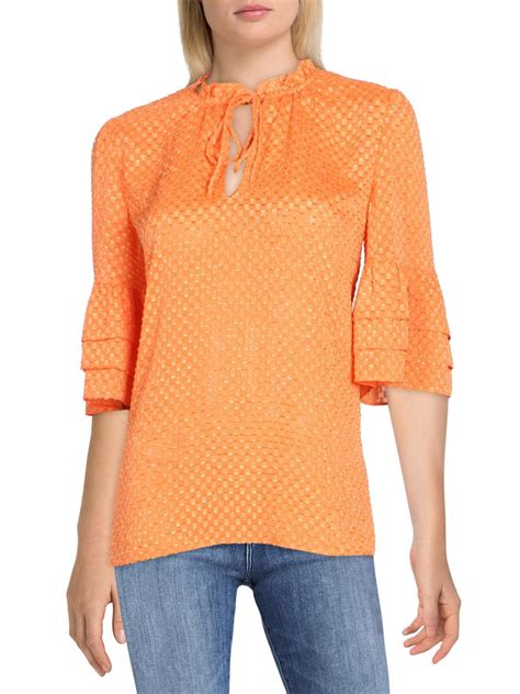 Alice Olivia Mona Julius Ruffled Sheer Blouse In Orange Lyst