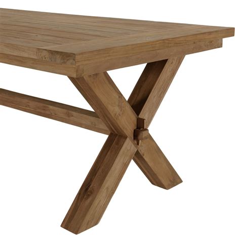 Table à manger de jardin teck recyclé pieds croisés KALLY 3 Suisses